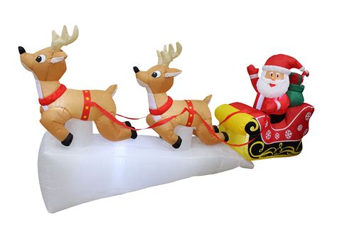 santa in sleigh with reindeer inflatable